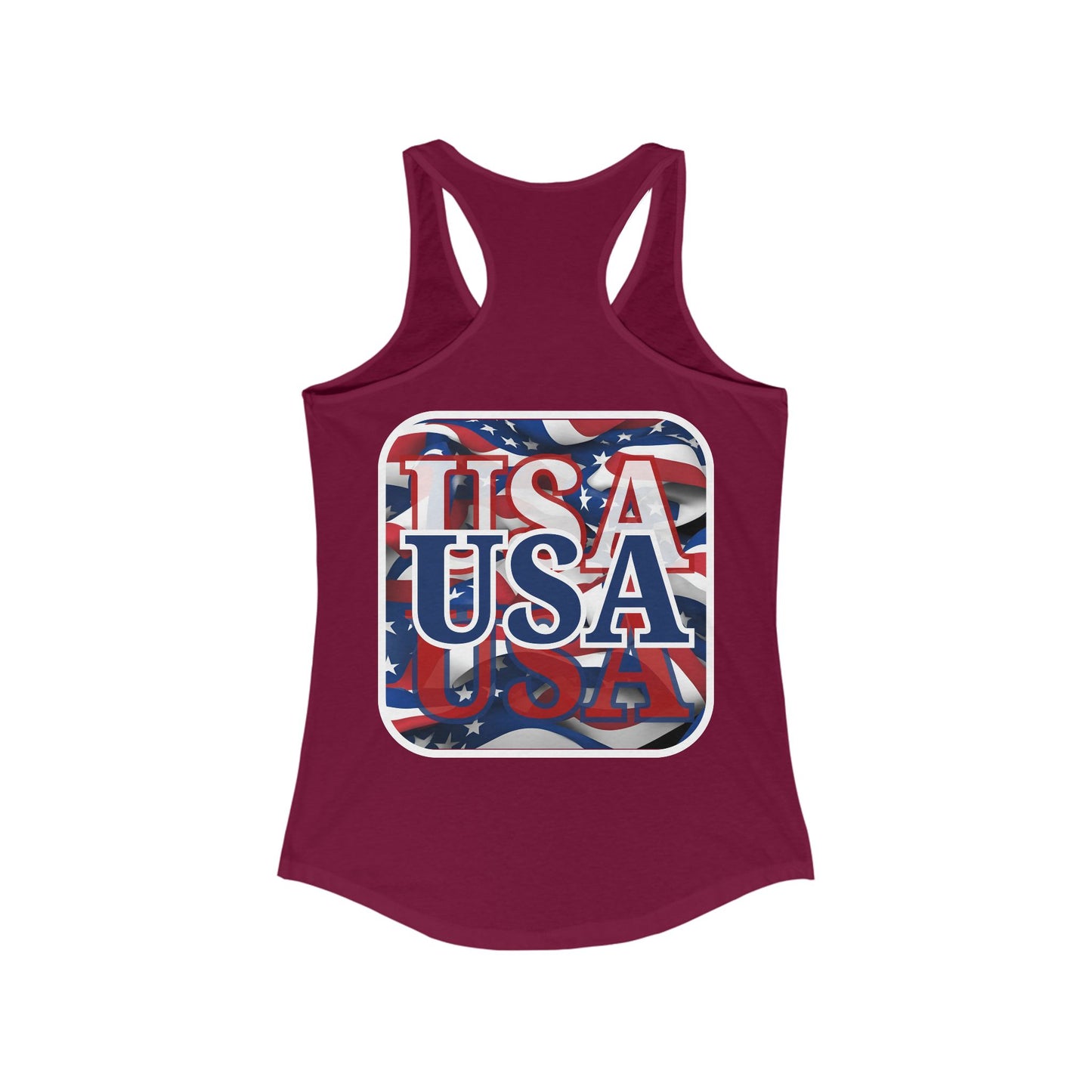 2-sided, Red White and BLUE USA Patriot Women's Racerback Tank Top by theGreenDragonTavern.shop