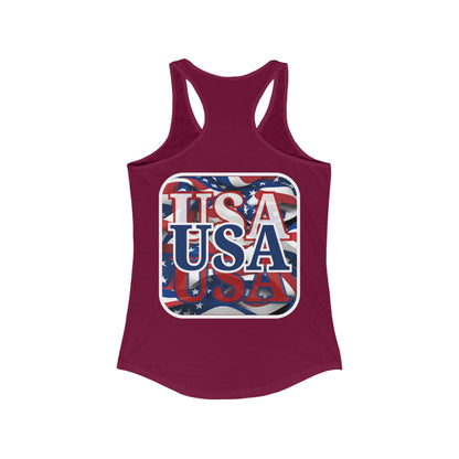 2-sided, Red White and BLUE USA Patriot Women's Racerback Tank Top by theGreenDragonTavern.shop