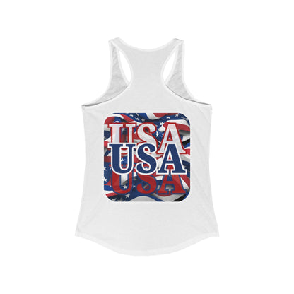 2-sided, Red White and BLUE USA Patriot Women's Racerback Tank Top by theGreenDragonTavern.shop