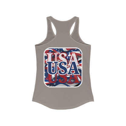 2-sided, Red White and BLUE USA Patriot Women's Racerback Tank Top by theGreenDragonTavern.shop