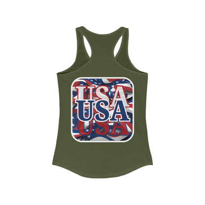 2-sided, Red White and BLUE USA Patriot Women's Racerback Tank Top by theGreenDragonTavern.shop