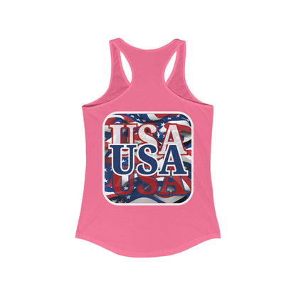 2-sided, Red White and BLUE USA Patriot Women's Racerback Tank Top by theGreenDragonTavern.shop