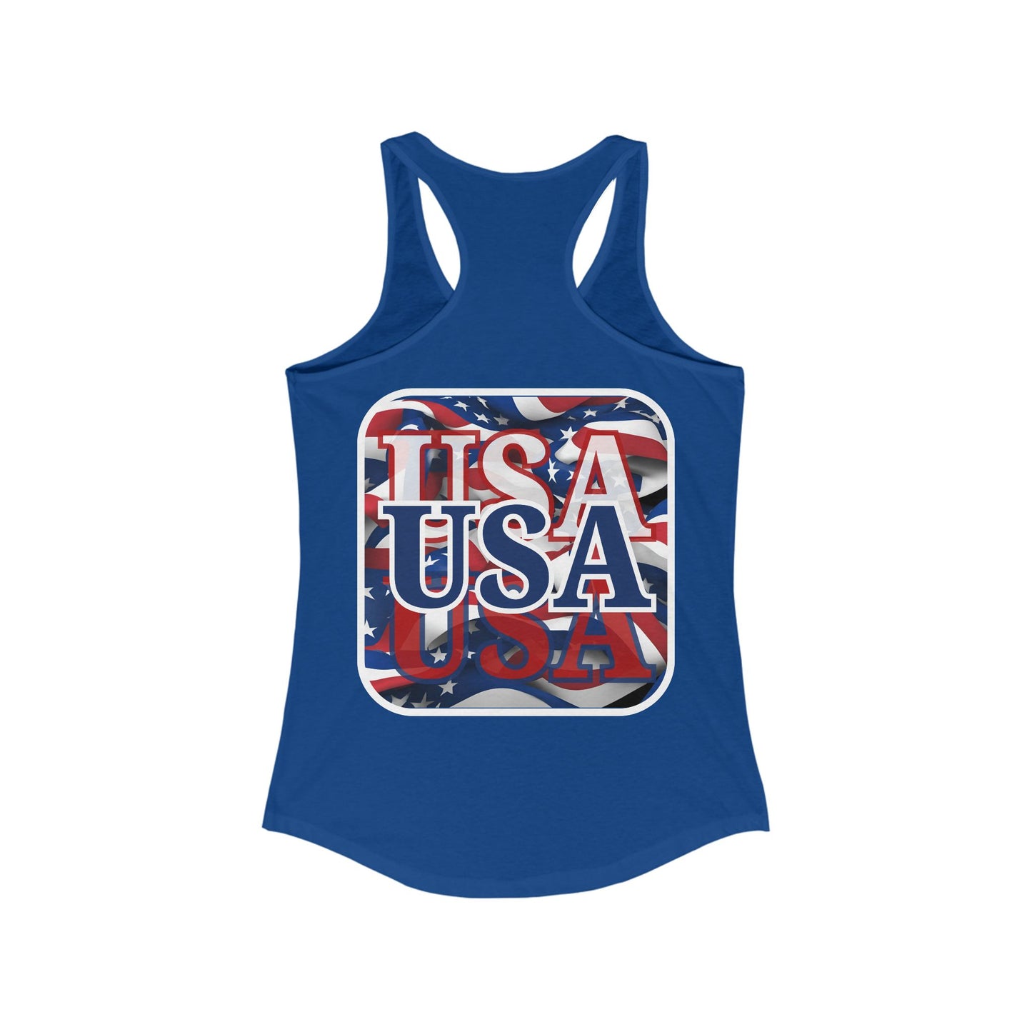 2-sided, Red White and BLUE USA Patriot Women's Racerback Tank Top by theGreenDragonTavern.shop