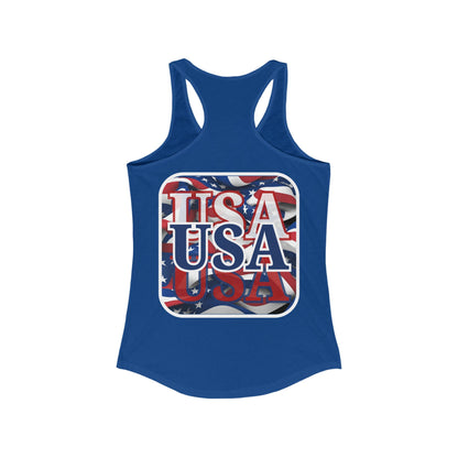 2-sided, Red White and BLUE USA Patriot Women's Racerback Tank Top by theGreenDragonTavern.shop