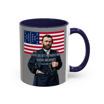"Traitors and Patriots" Ulysses Grant Grey Accent Mug by theGreenDragonTavern.shop