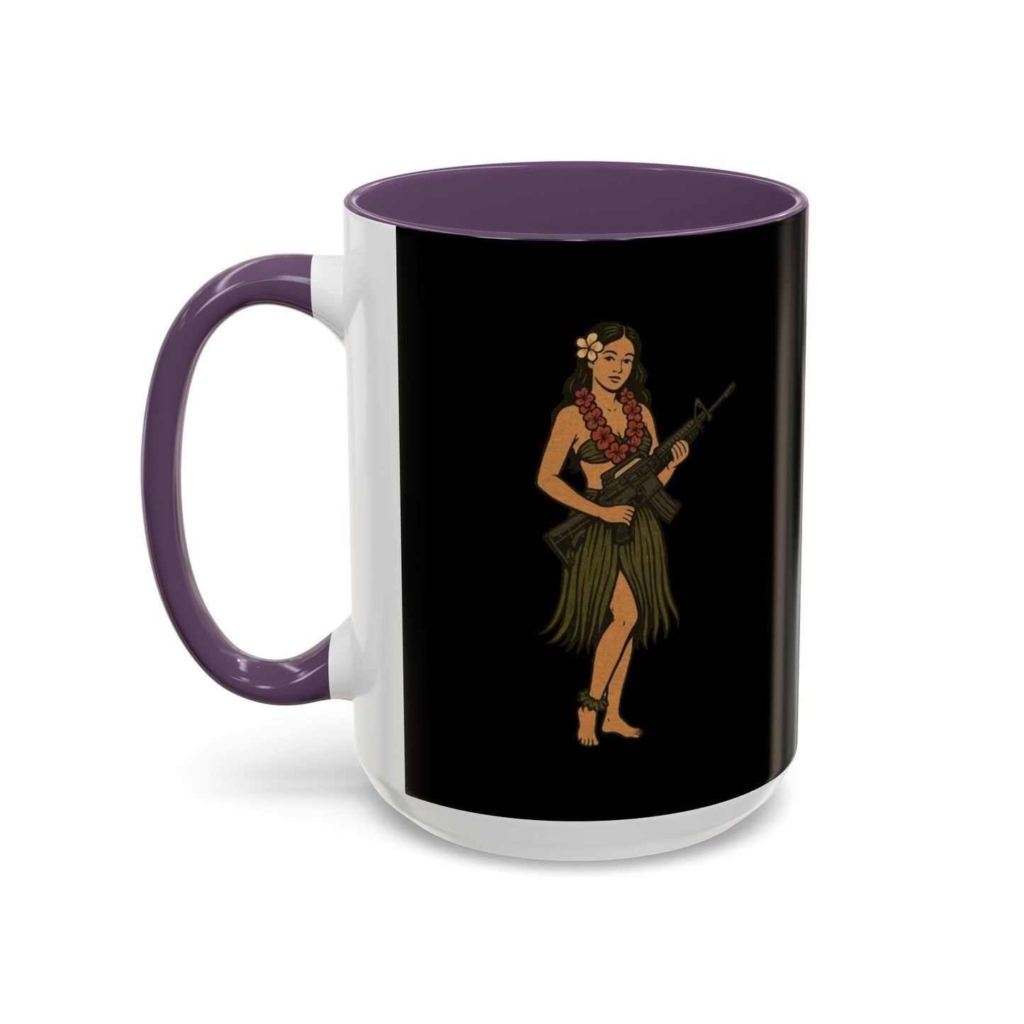 Hula Girl Packin' Heat Black Accent Mug by theGreenDragonTavern.shop