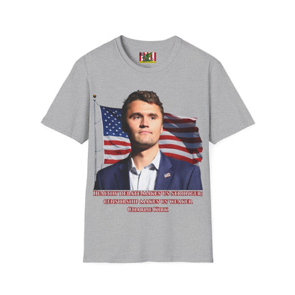Charlie Kirk, Healthy Debate Light colors Unisex T-Shirt by theGreenDragonTavern.shop