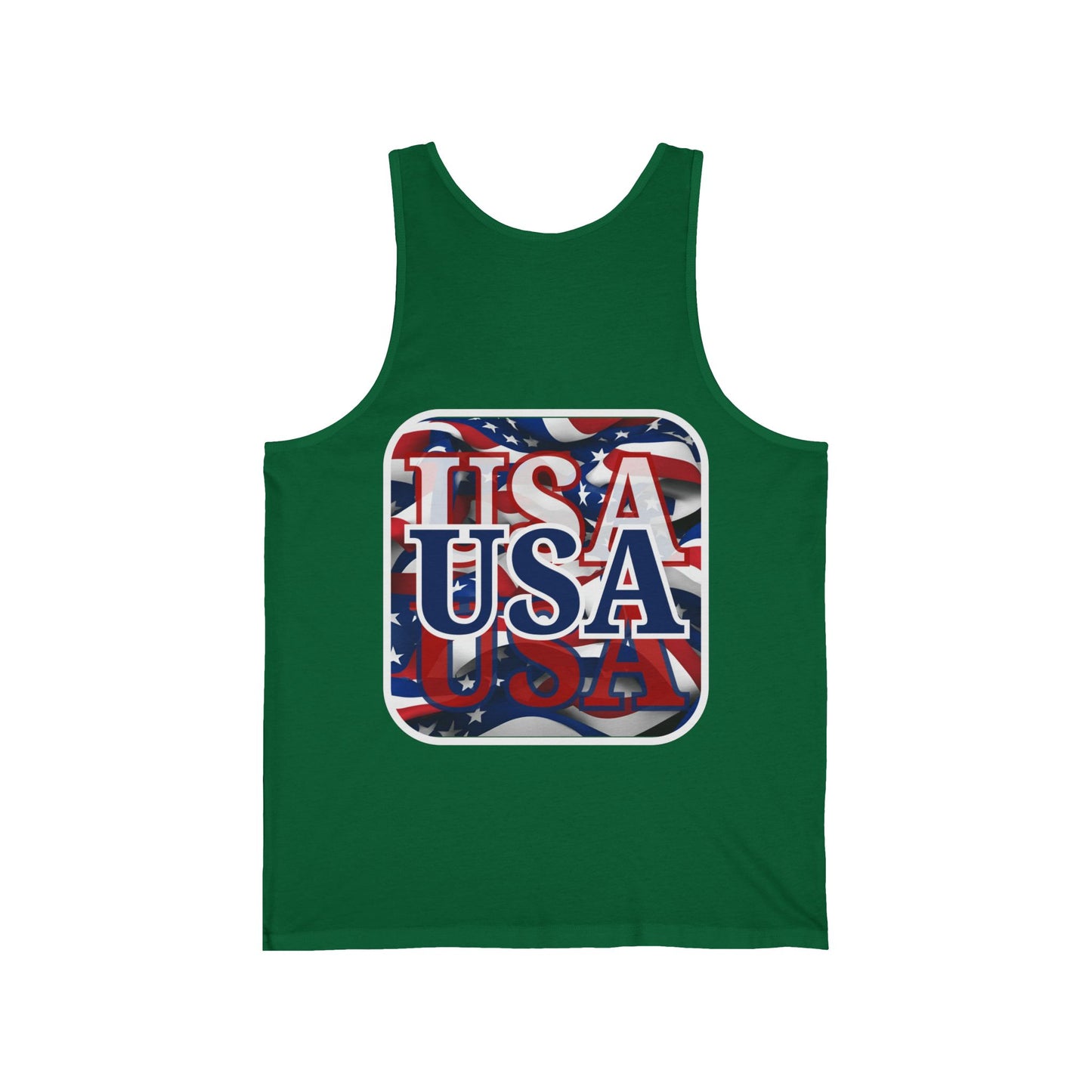 2-sided, Red White and BLUE USA Patriot Unisex Jersey Tank Top by theGreenDragonTavern.shop