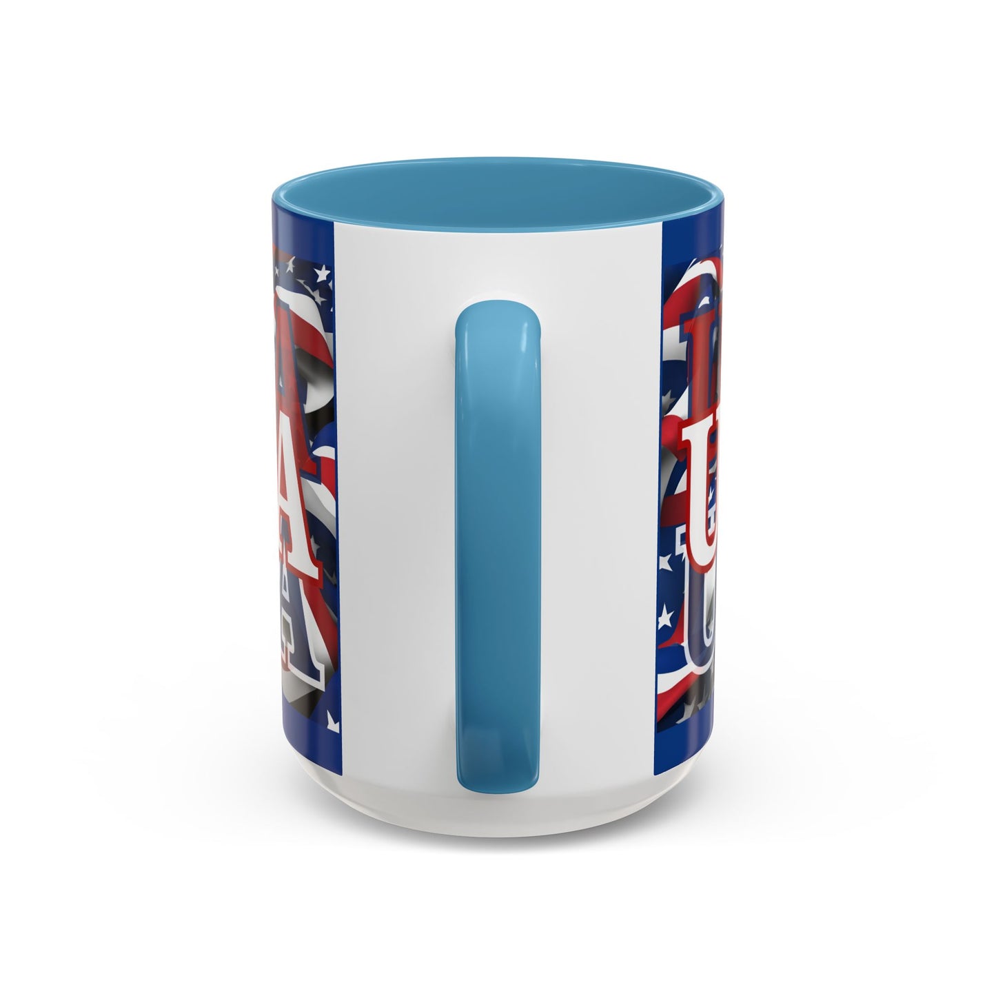 USA White font Center Patriot Blue Accent Mug by theGreenDragonTavern.shop