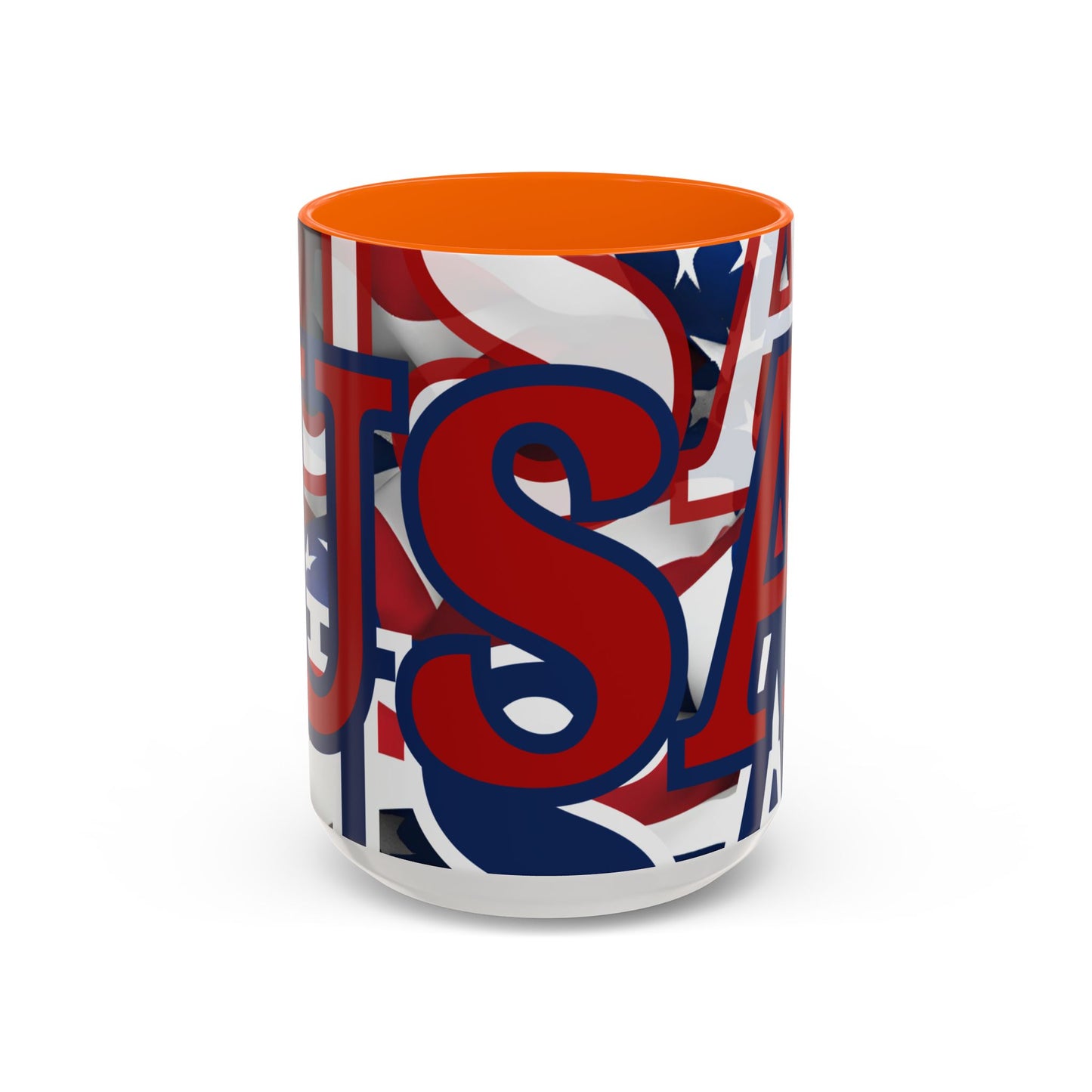 USA! USA! USA Red font Patriot Red Accent Mug by theGreenDragonTavern.shop