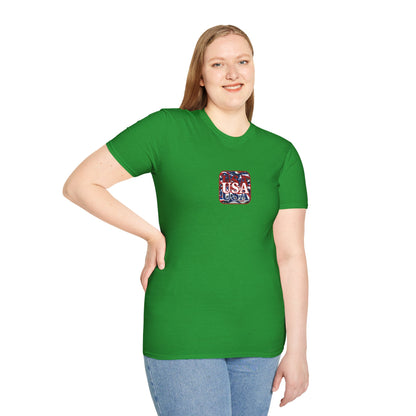 2-sided, Red WHITE and Blue USA Patriot Dark colors Unisex T-Shirt by theGreenDragonTavern.shop