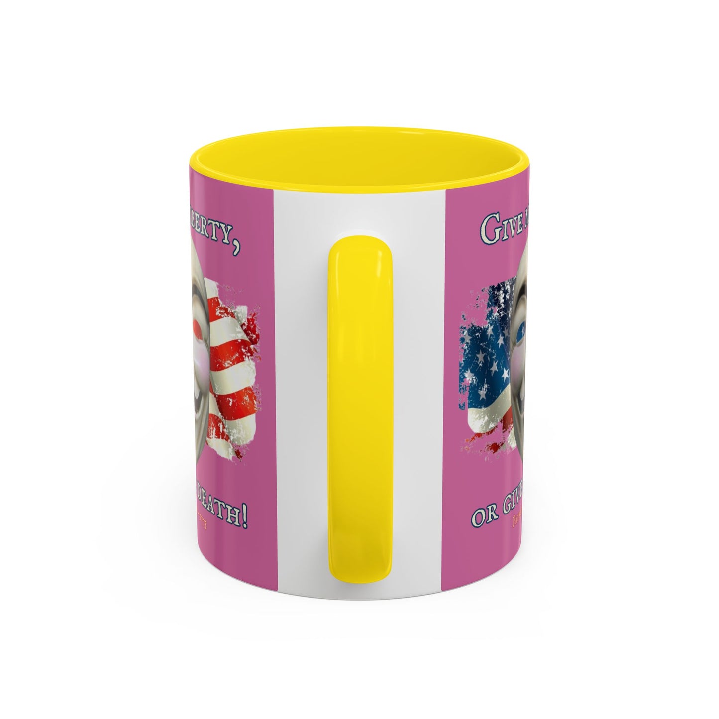 Vendetta, "Give me liberty, or give me death!" Pink Accent Mug by theGreenDragonTavern.shop