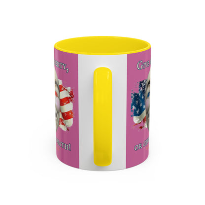 Vendetta, "Give me liberty, or give me death!" Pink Accent Mug by theGreenDragonTavern.shop