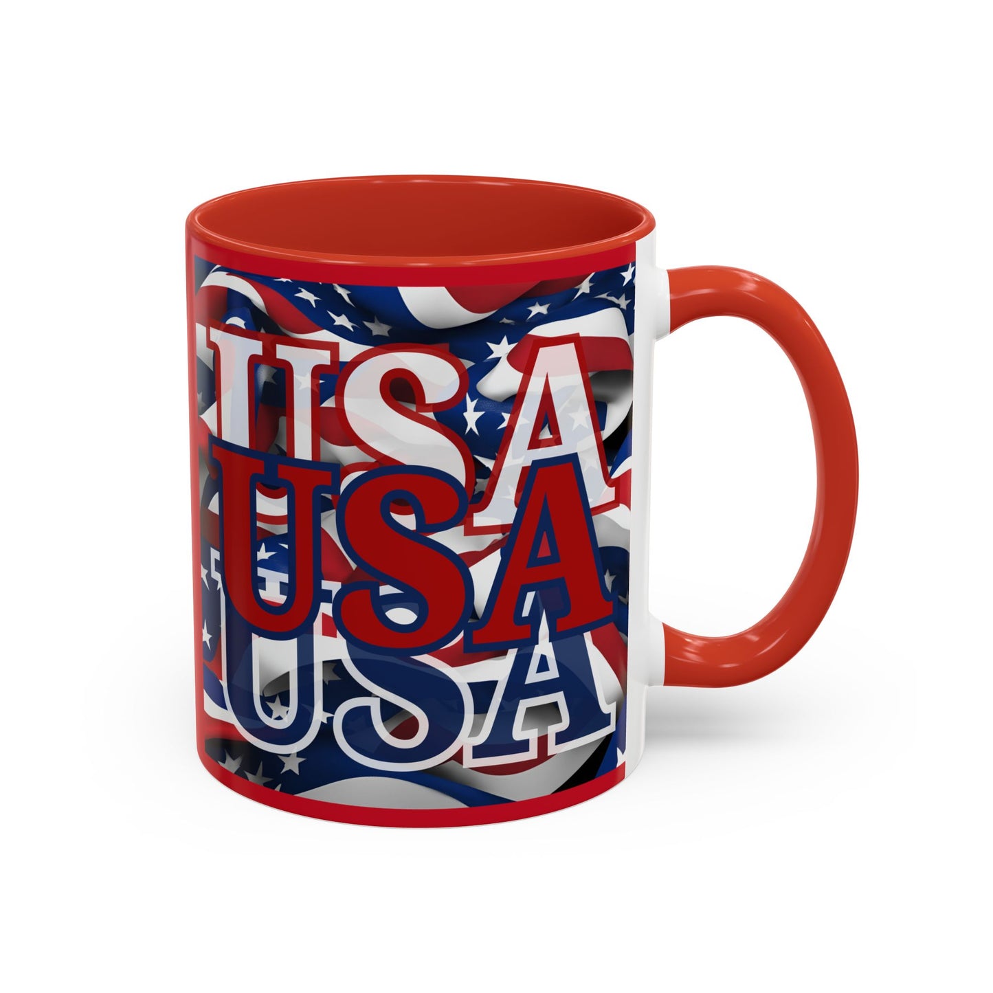USA Red font Center Patriot Red Accent Mug by theGreenDragonTavern.shop