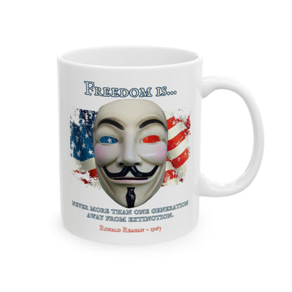 Ronald Reagan Freedom Vendetta White Mug by theGreenDragonTavern.shop