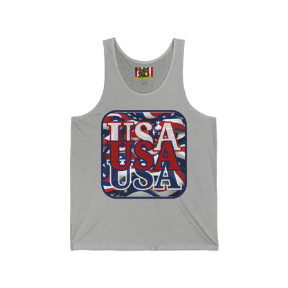 RED White and Blue USA Patriot Unisex Jersey Tank Top by theGreenDragonTavern.shop