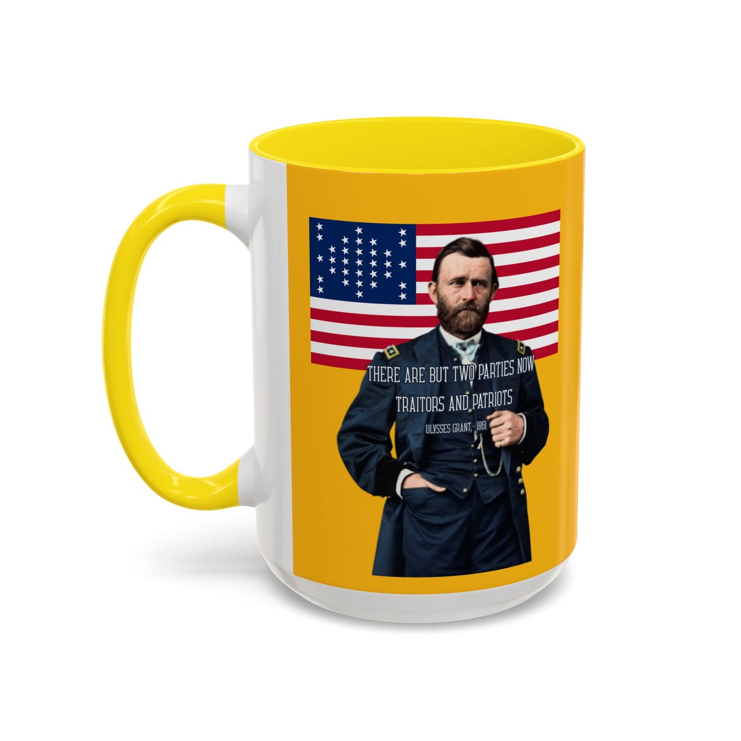 "Traitors and Patriots" Ulysses Grant Yellow Accent Mug by theGreenDragonTavern.shop