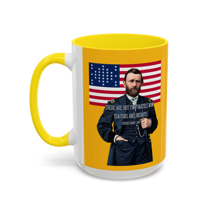 "Traitors and Patriots" Ulysses Grant Yellow Accent Mug by theGreenDragonTavern.shop