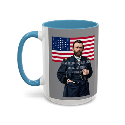 "Traitors and Patriots" Ulysses Grant Grey Accent Mug by theGreenDragonTavern.shop
