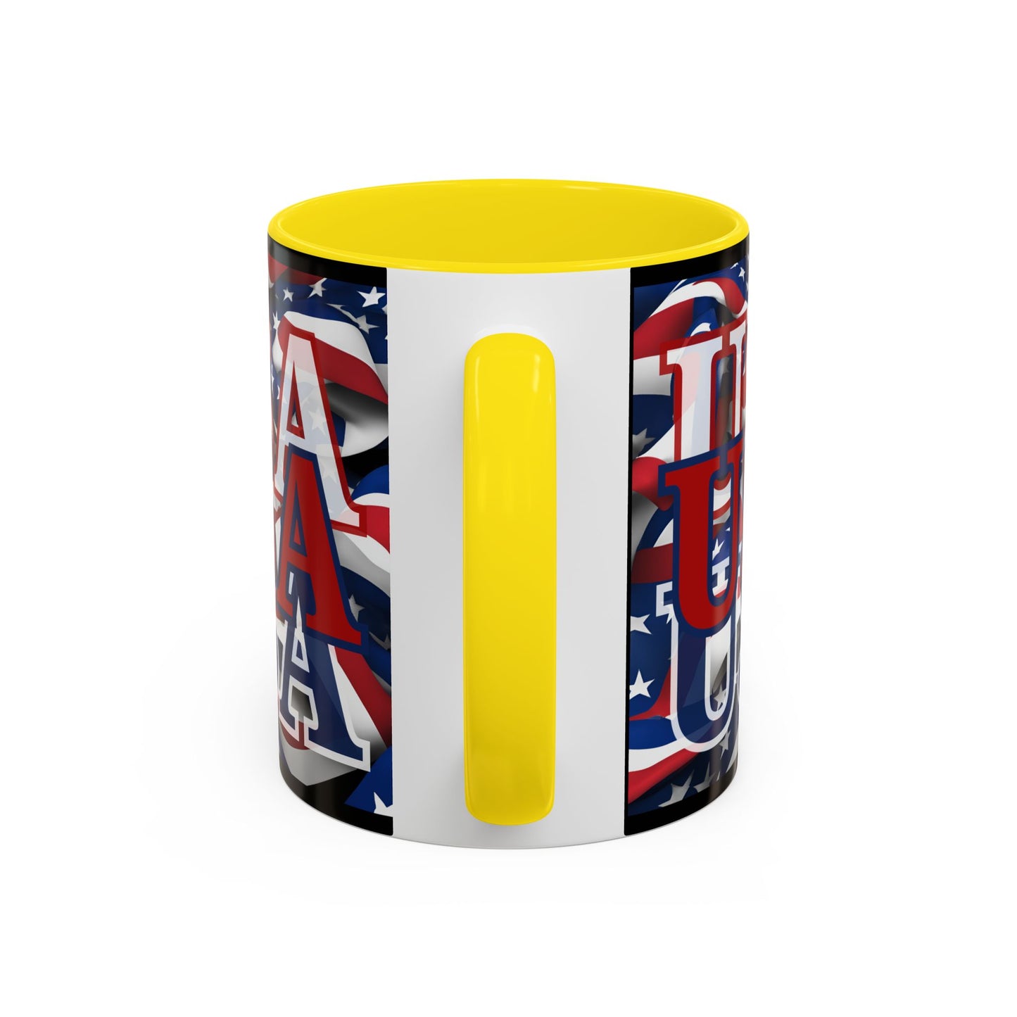 USA Red font Center Patriot Black Accent Mug by theGreenDragonTavern.shop