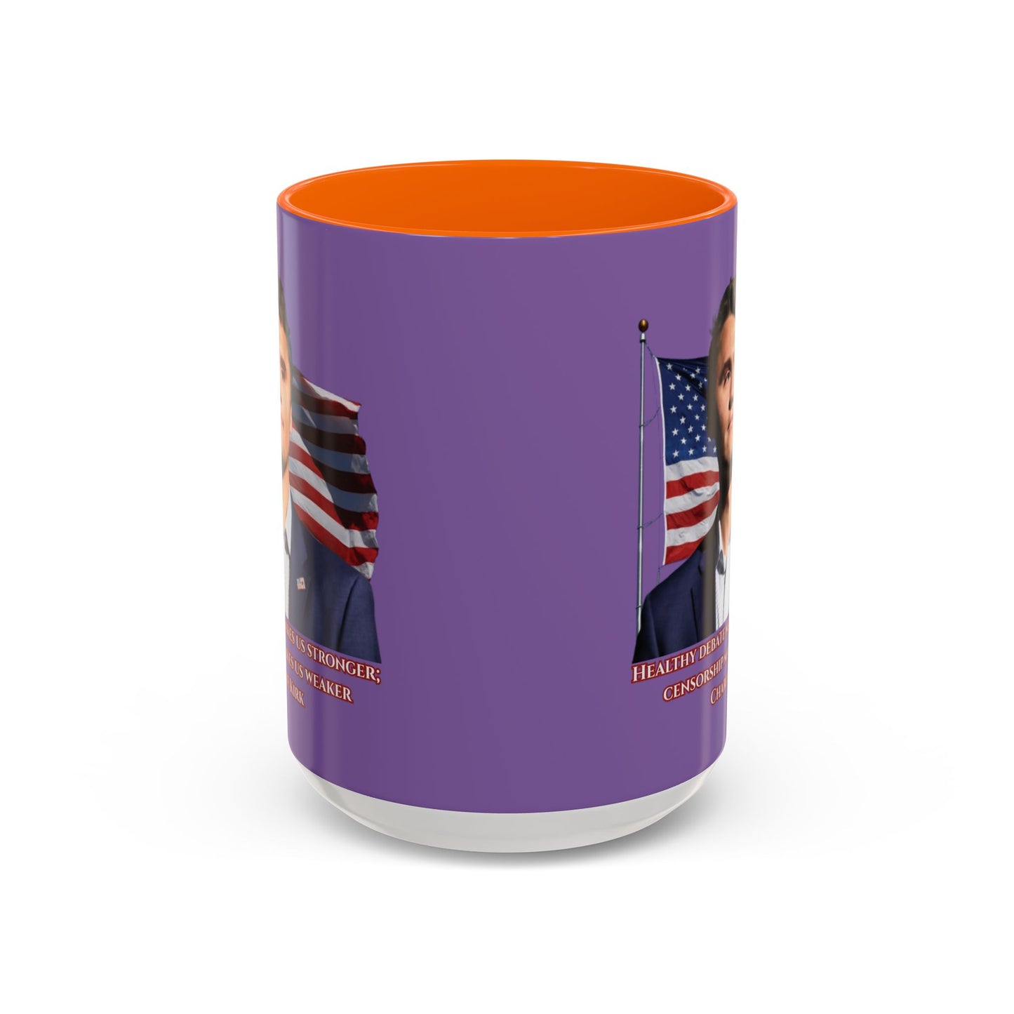 Charlie Kirk, Healthy Debate Light Purple Accent Mug by theGreenDragonTavern.shop