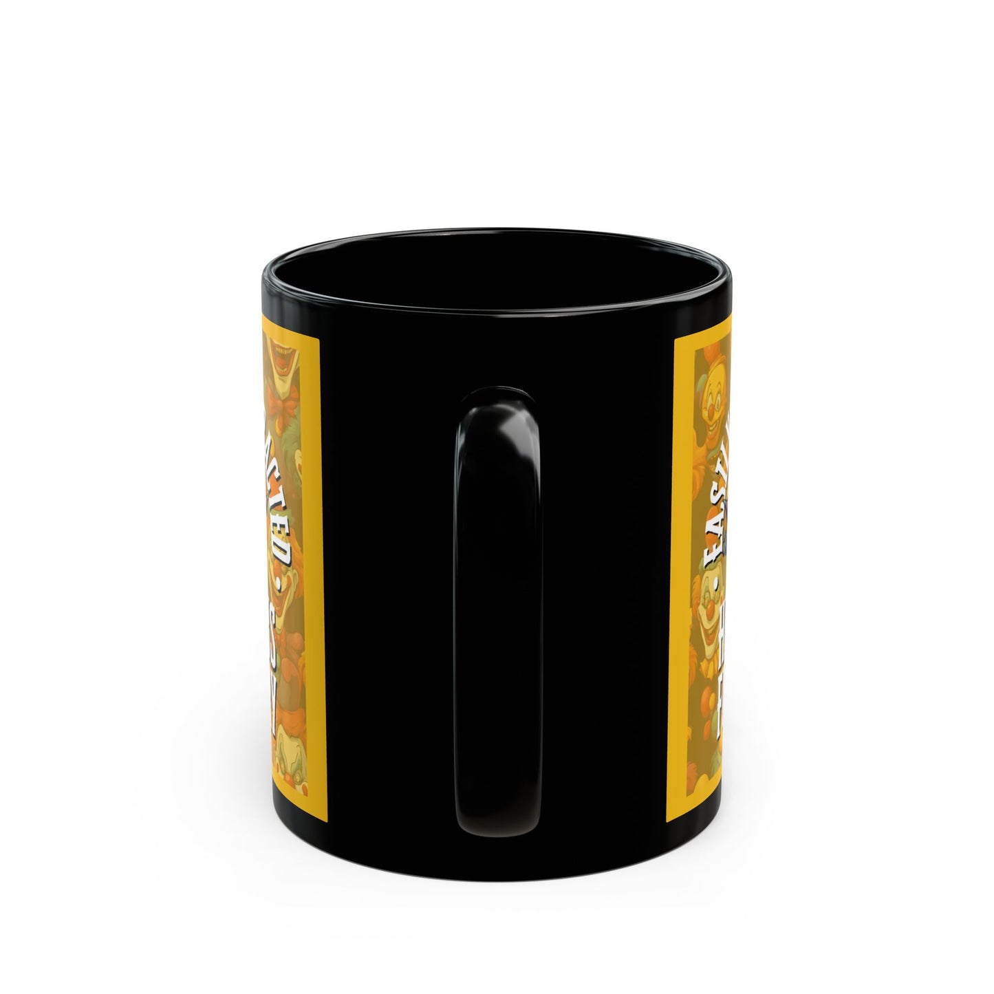 Easily Distracted by Heinous Fuckery Little Jinx Yellow Mug by theGreenDragonTavern.shop