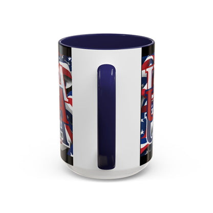 USA Red font Center Patriot Black Accent Mug by theGreenDragonTavern.shop