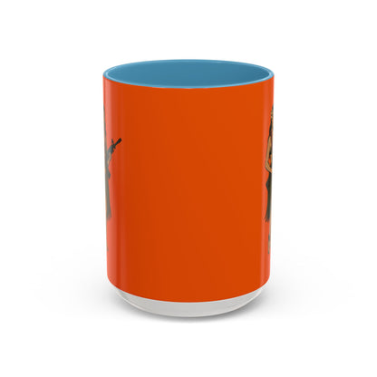 Hula Girl Packin' Heat Orange Accent Mug by theGreenDragonTavern.shop