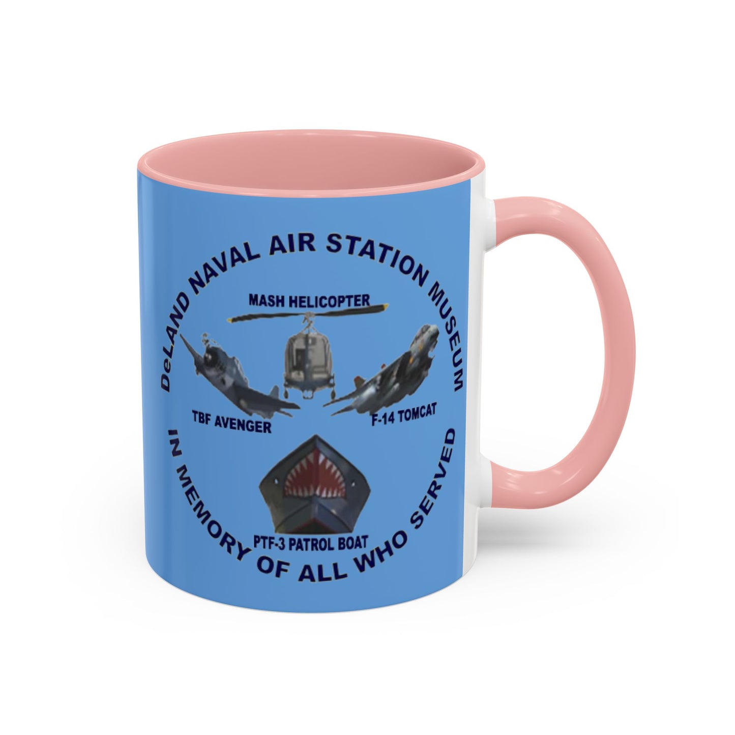 DNASM 2-sided, Founding & Student Art Light Blue Accent Mug by theGreenDragonTavern.shop