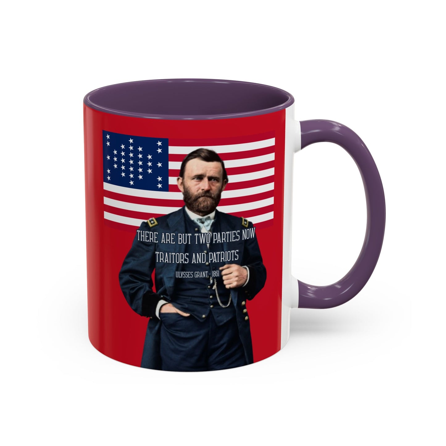 "Traitors and Patriots" Ulysses Grant Red Accent Mug by theGreenDragonTavern.shop