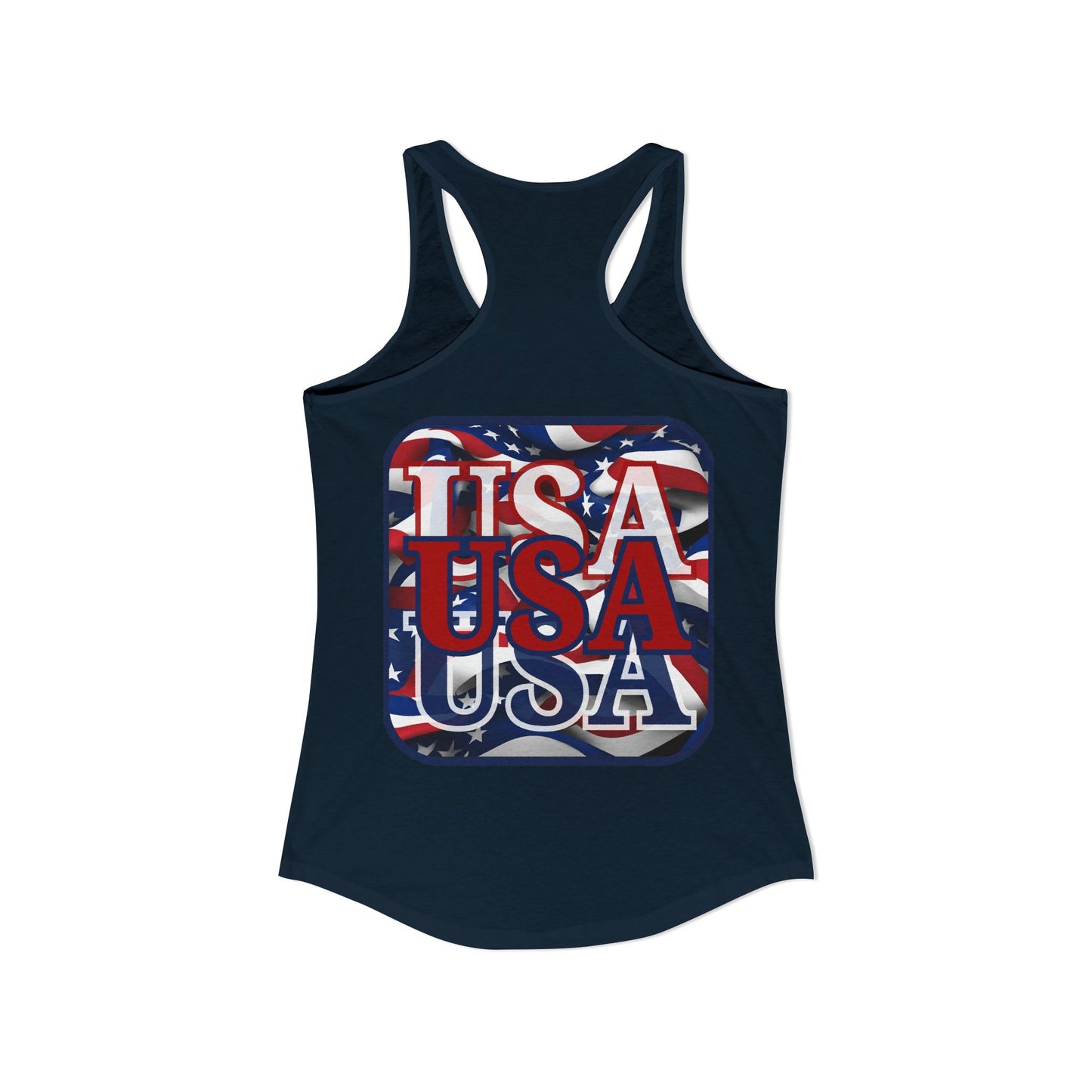 2-sided, RED White and Blue USA Patriot Women's Racerback Tank Top by theGreenDragonTavern.shop