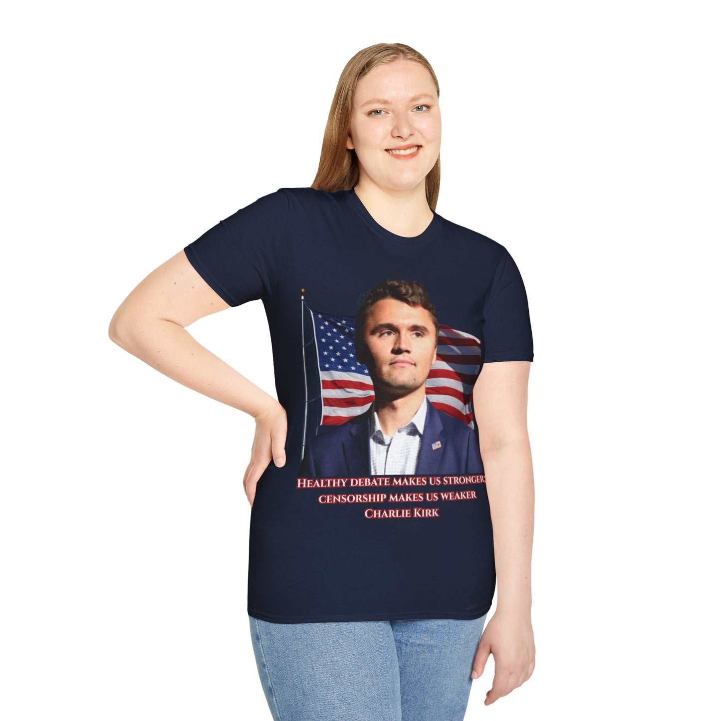 Charlie Kirk, Healthy Debate Dark colors Unisex T-Shirt by theGreenDragonTavern.shop