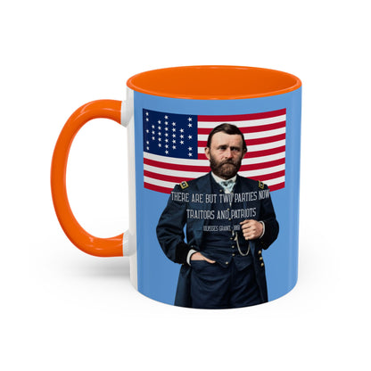 "Traitors and Patriots" Ulysses Grant Light Blue Accent Mug by theGreenDragonTavern.shop