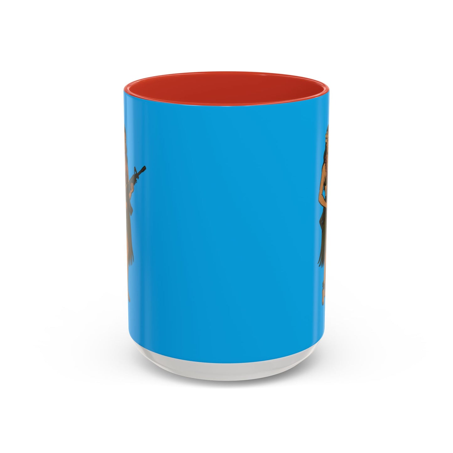 Hula Girl Packin' Heat Light Blue Accent Mug by theGreenDragonTavern.shop