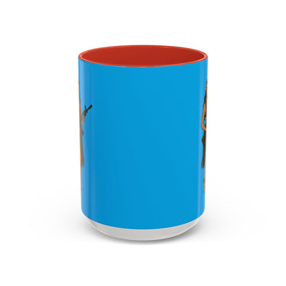 Hula Girl Packin' Heat Light Blue Accent Mug by theGreenDragonTavern.shop
