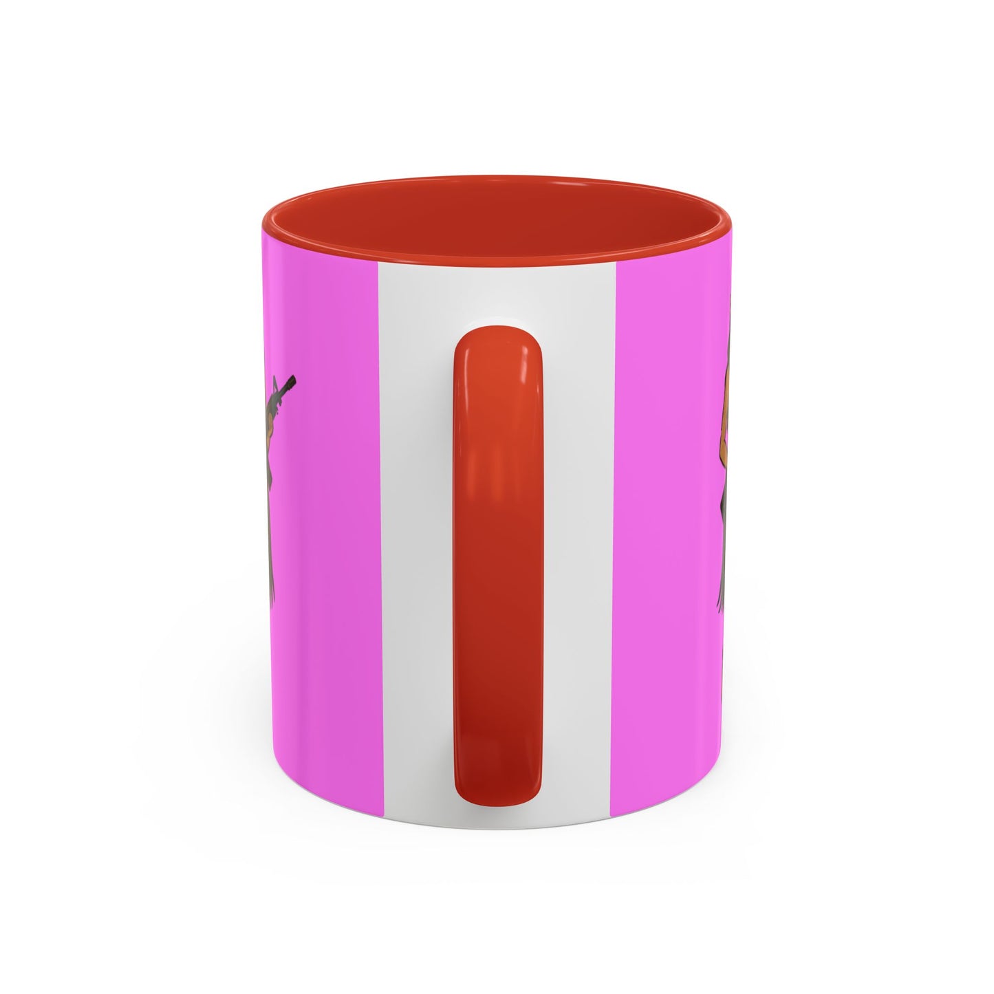 Hula Girl Packin' Heat Pink Accent Mug by theGreenDragonTavern.shop