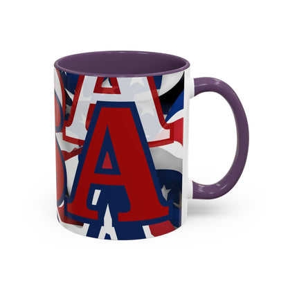 USA! USA! USA Red font Patriot Black Accent Mug by theGreenDragonTavern.shop