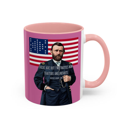 "Traitors and Patriots" Ulysses Grant Pink Accent Mug by theGreenDragonTavern.shop