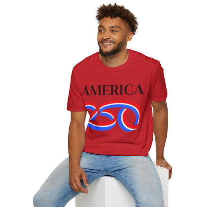 America 250 Black font, Light colors, Unisex T-Shirt by theGreenDragonTavern.shop