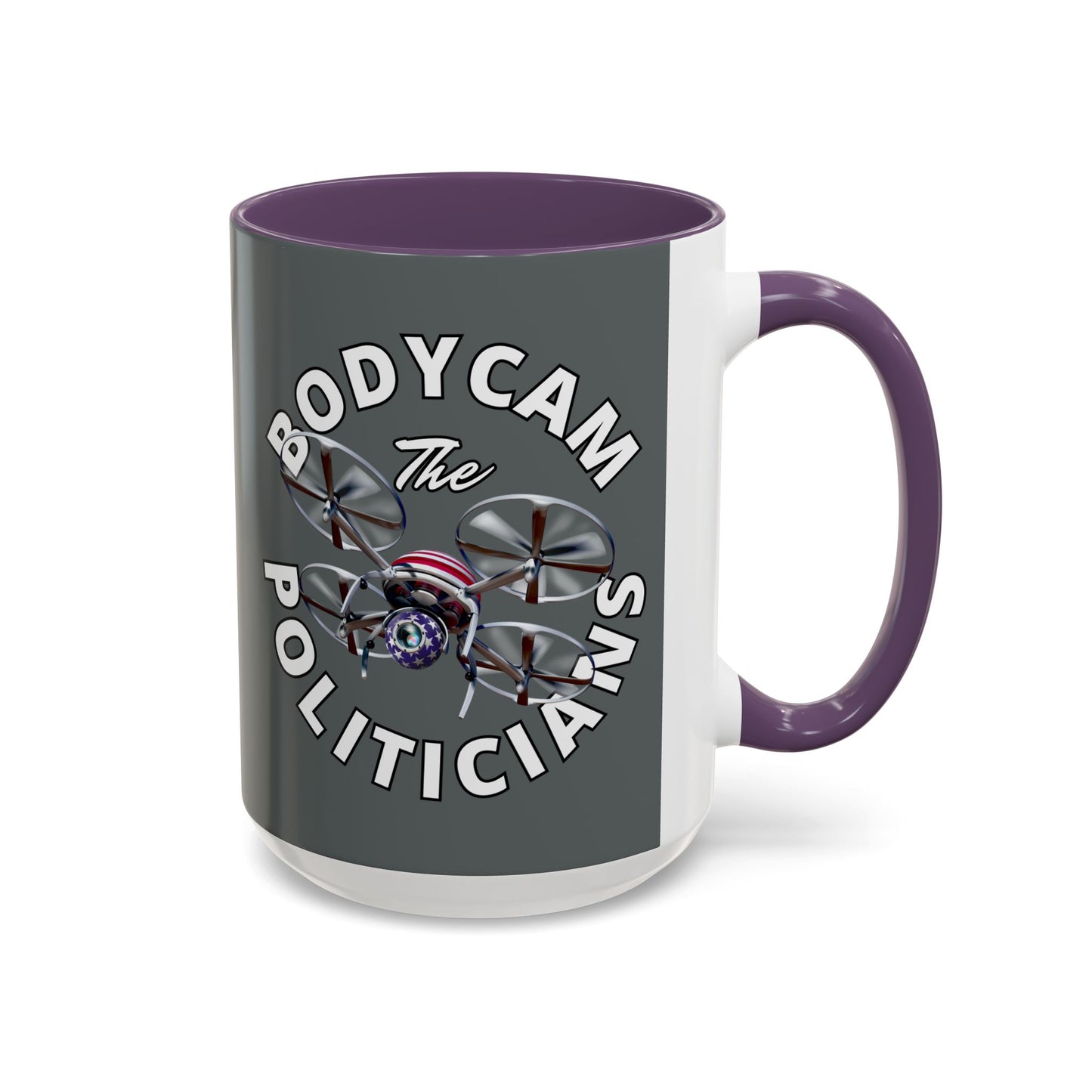 Bodycam the Politicians Drone Grey Accent Mug by theGreenDragonTavern.shop