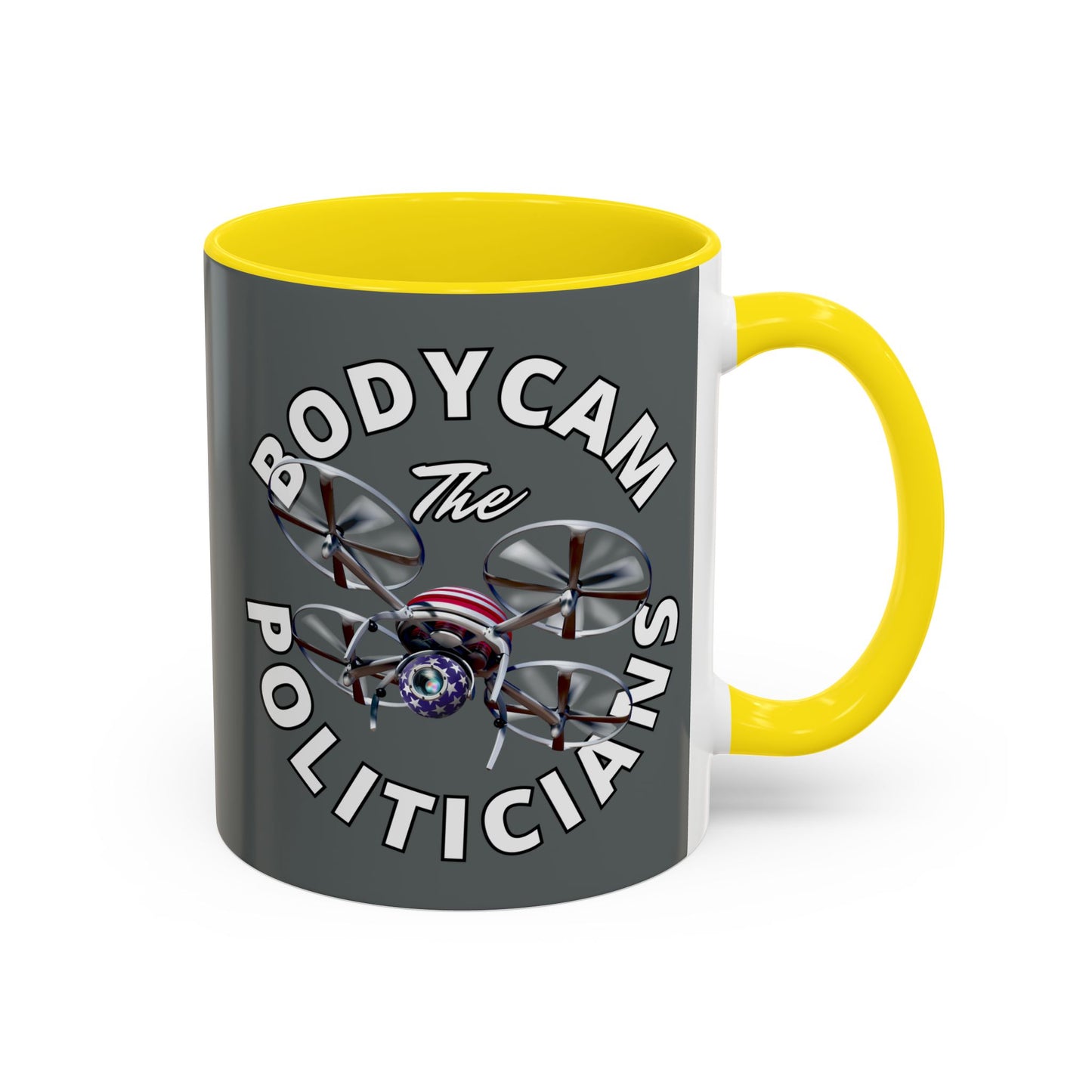 Bodycam the Politicians Drone Grey Accent Mug by theGreenDragonTavern.shop