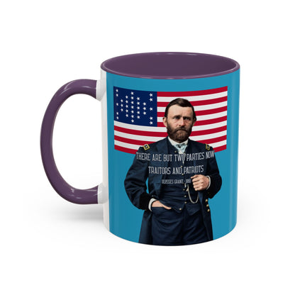 "Traitors and Patriots" Ulysses Grant Turquoise Accent Mug by theGreenDragonTavern.shop