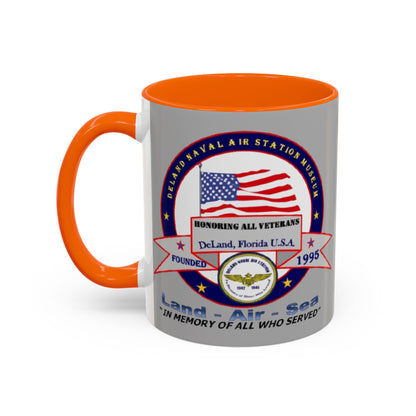 DNASM 2-sided, Founding & Student Art Light Grey Accent Mug by theGreenDragonTavern.shop