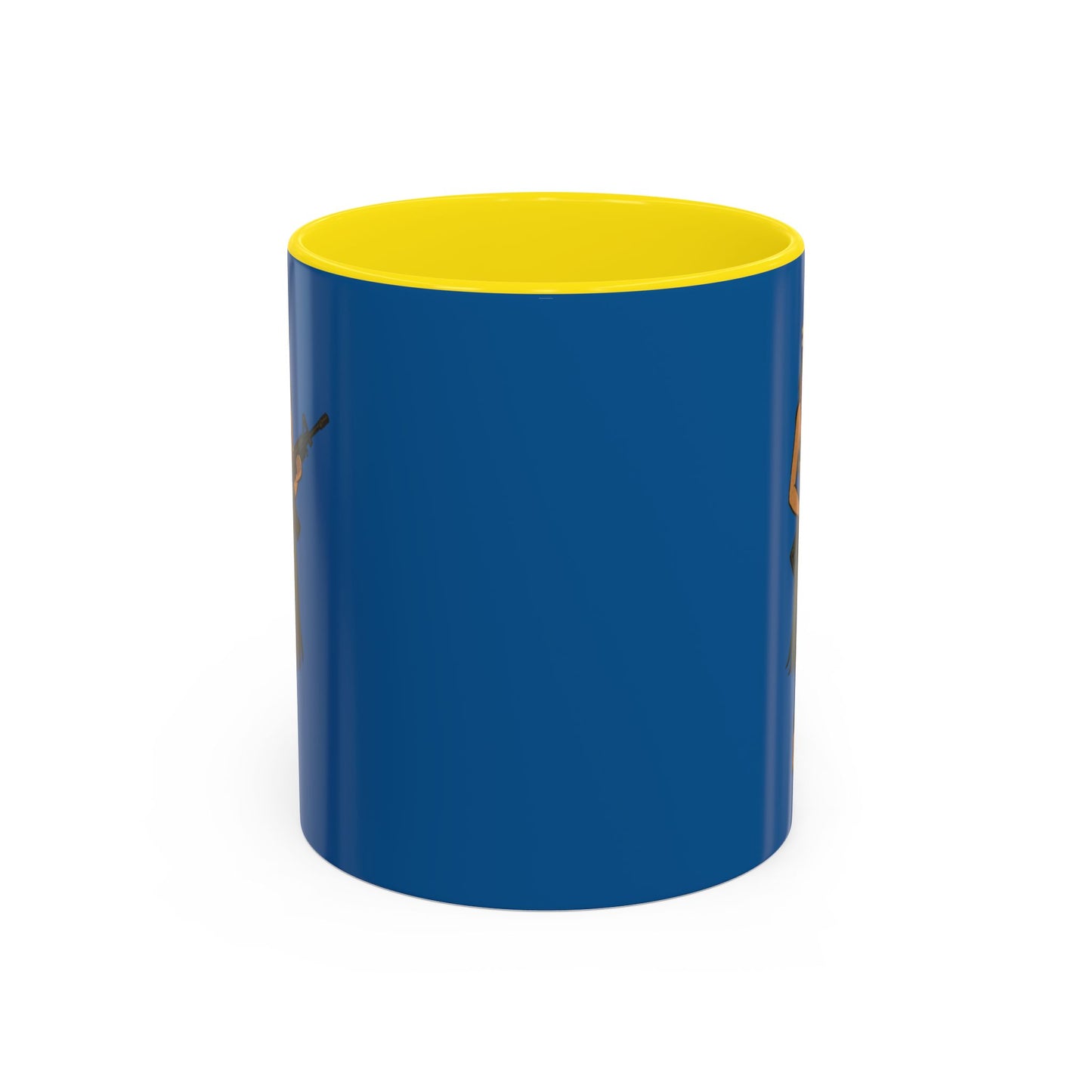Hula Girl Packin' Heat Dark Blue Accent Mug by theGreenDragonTavern.shop