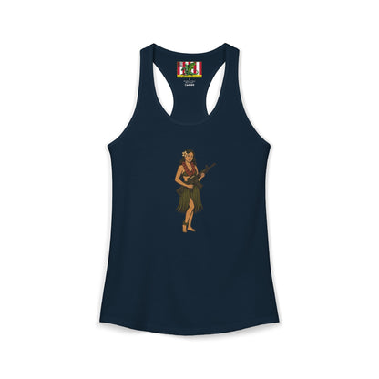 Hula Girl Packin' Heat Women's Racerback Tank Top by theGreenDragonTavern.shop