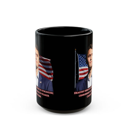 Charlie Kirk, Healthy Debate Black Mug by theGreenDragonTavern.shop