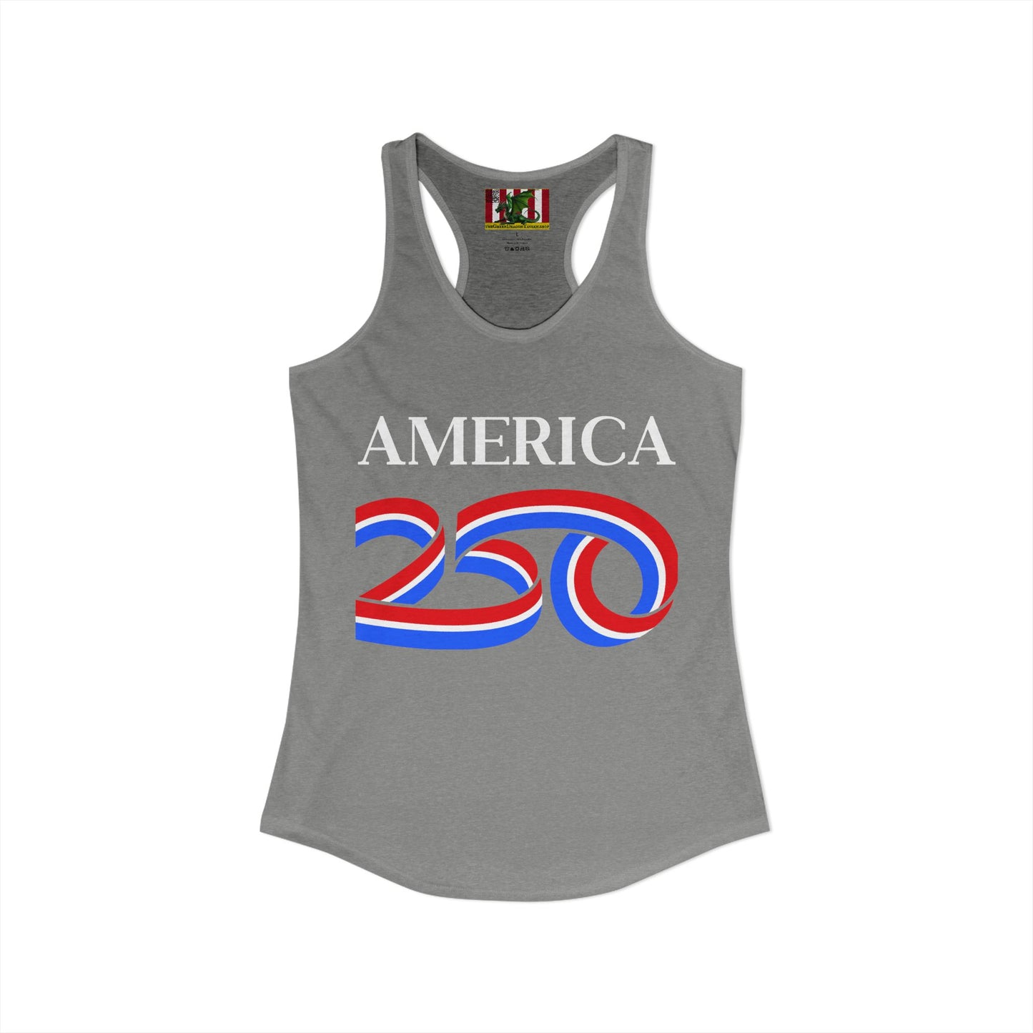 America 250 White font Women's Racerback Tank Top by theGreenDragonTavern.shop