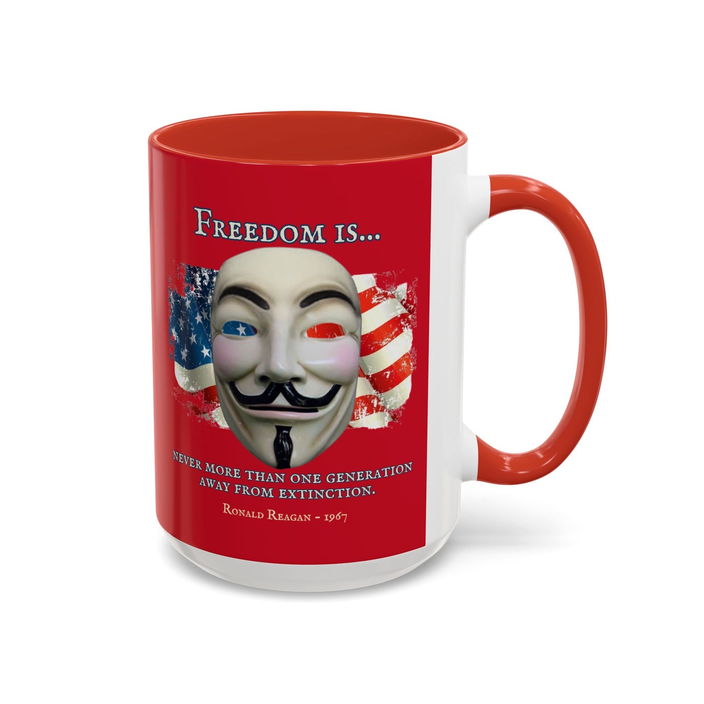 Ronald Reagan Freedom Vendetta Red Accent Mug by theGreenDragonTavern.shop