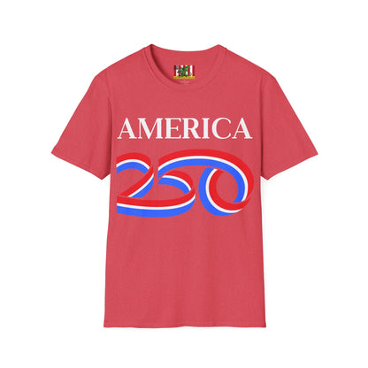 America 250 White font, Light colors, Unisex T-Shirt by theGreenDragonTavern.shop