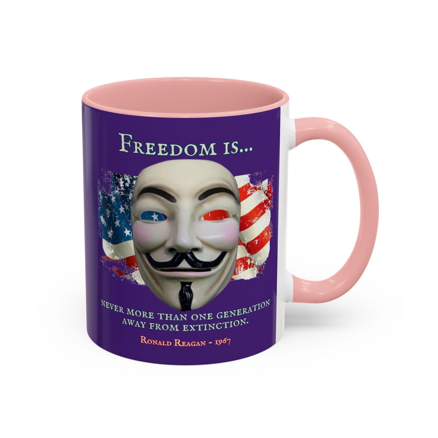 Ronald Reagan Freedom Vendetta Purple Accent Mug by theGreenDragonTavern.shop